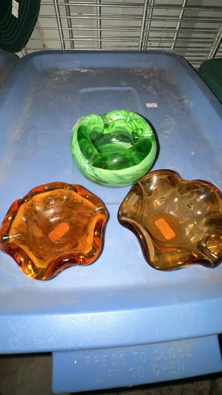 3 Art Glass Ashtrays—Murano and Viking