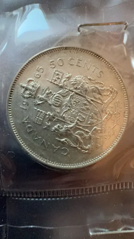 1965 Canada 50 Cent Coin, 80% Silver, 11.66g
