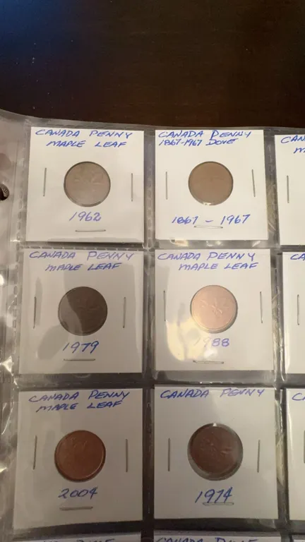 Canada Penny Collection, Maple Leaf, 1962–2007, 10 Coins