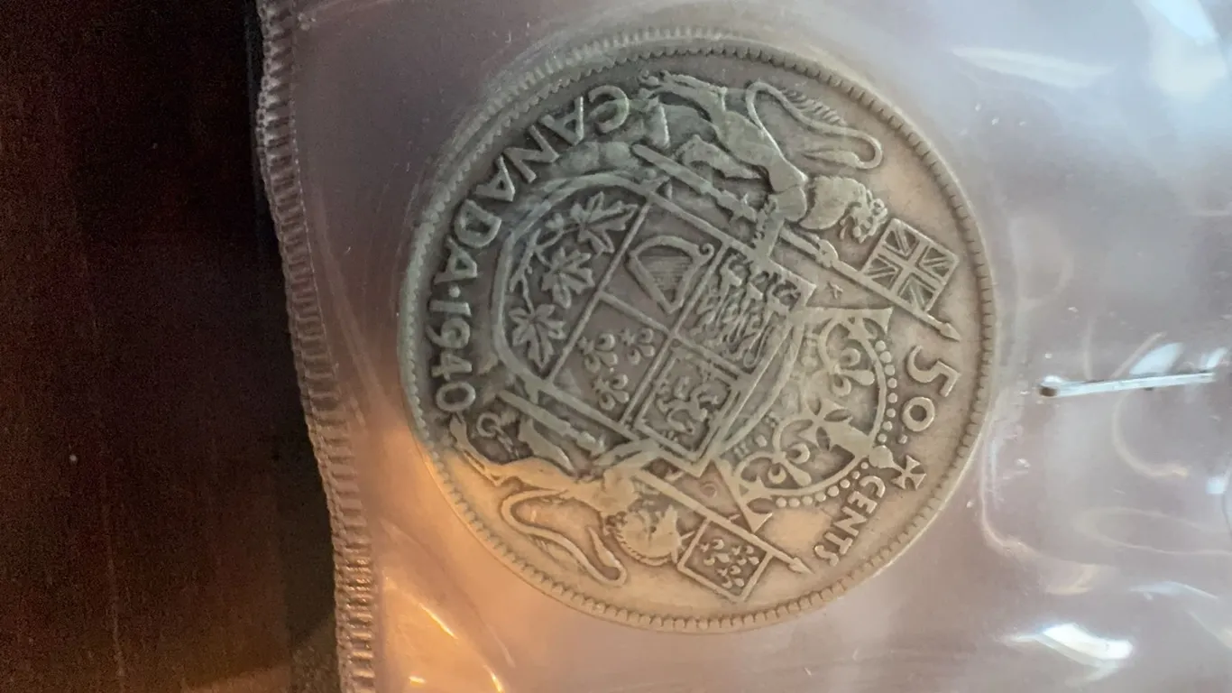 1940 Canada 50 Cents Coin, 80% Silver, King George VI