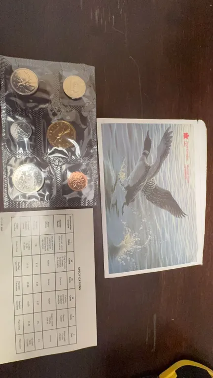 1986 Canada Mint Proof Set With Certificate and Loon Postcard