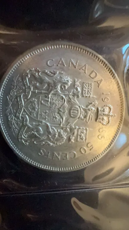 1966 Canada 50 Cents Queen Elizabeth II 80% Silver Coin