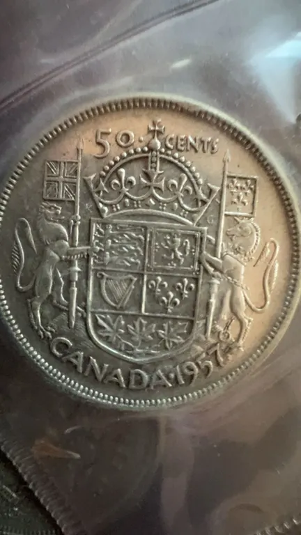 1957 Canada 50 Cent Coin Elizabeth II Silver