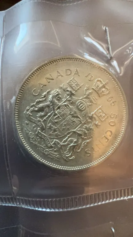 1966 Canada 50 Cents Coin, 80% Silver, 11.66g