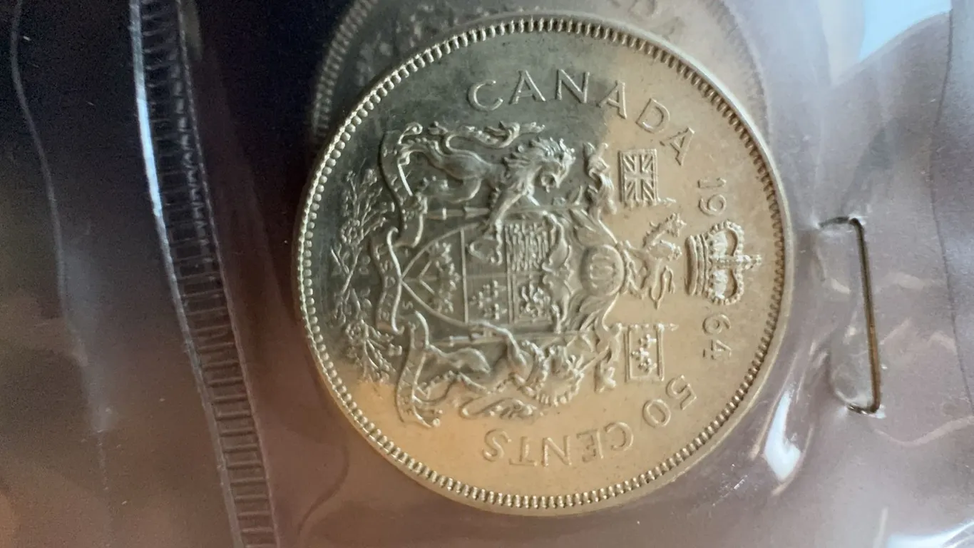 1944 Canada 50 Cents Silver Coin, 80% Silver, 11.66g