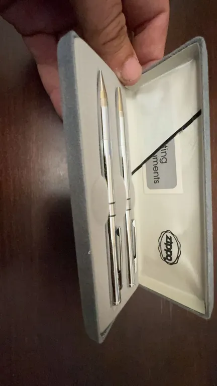 Zippo Chrome Ballpoint Pen and Mechanical Pencil Set in Case