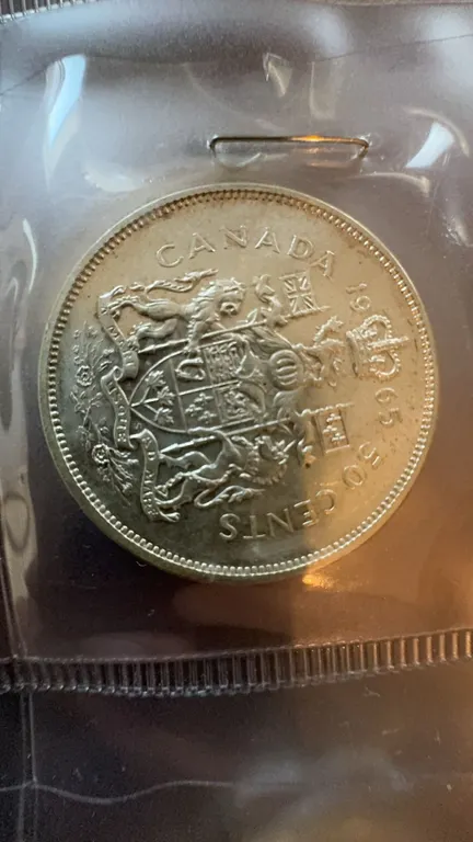 1963 Canada 50 Cents Silver Coin, Elizabeth II, 80% Silver