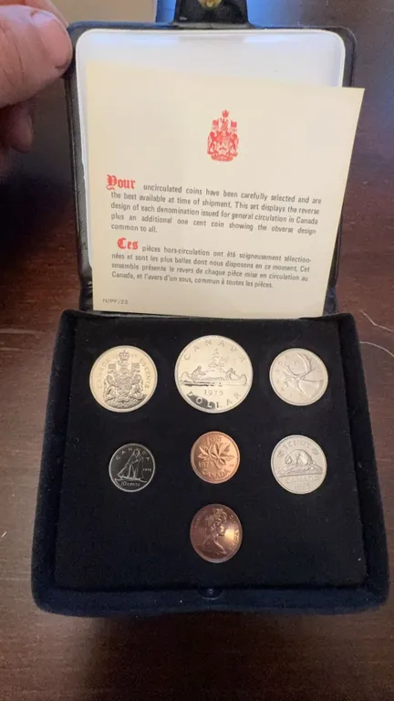 1975 Royal Canadian Mint Uncirculated Coin Set in Case