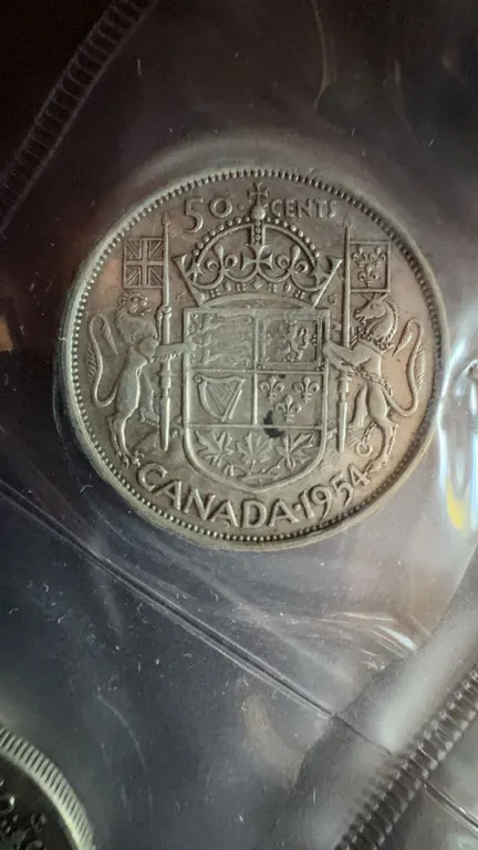 1954 Canada 50 Cent Coin, 80% Silver, Elizabeth II