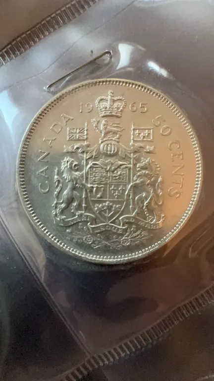 1965 Canada 50 Cents Coin, 80% Silver, 11.66g