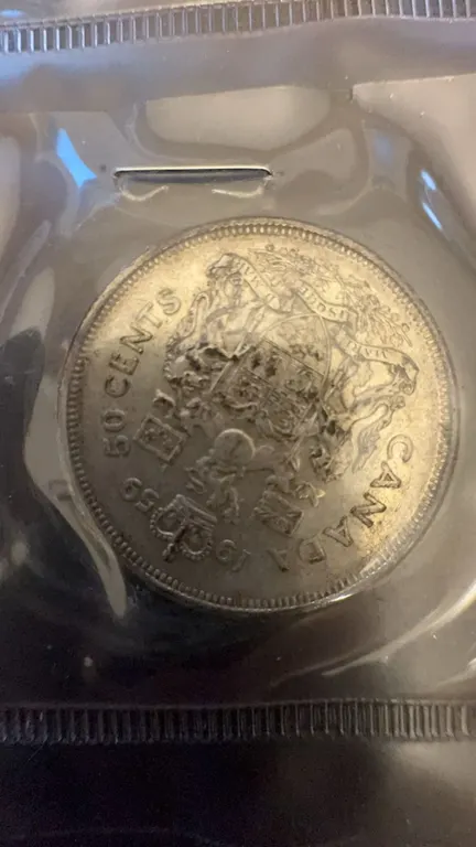 1959 Canada 50 Cents Coin 80% Silver, 11.66g