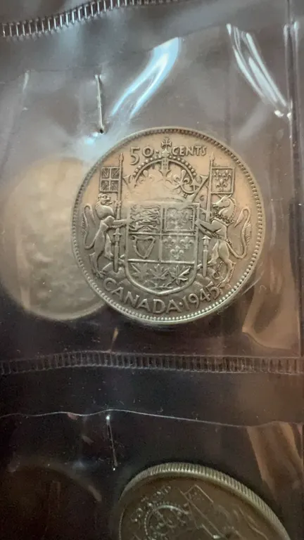 Canada 1945 Fifty Cent Silver Coin George VI