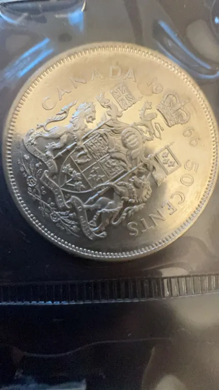 1966 Canada 50 Cent Coin, 80% Silver, 11.66g