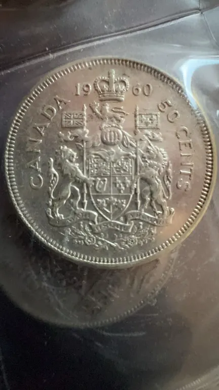 1960 Canadian 50 Cents Coin, 80% Silver, Elizabeth II
