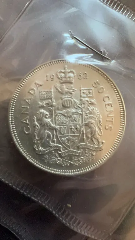 1962 Canada 50 Cents Coin, 80% Silver, 11.66g
