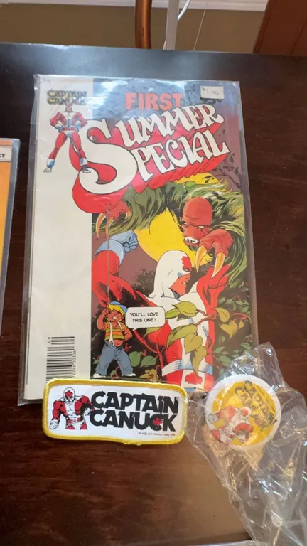 Captain Canuck Comic with Patch and Button Set