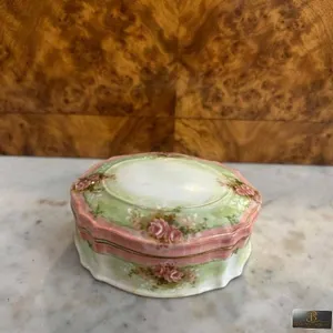 Limoges Porcelain Trinket Box with Painted Roses