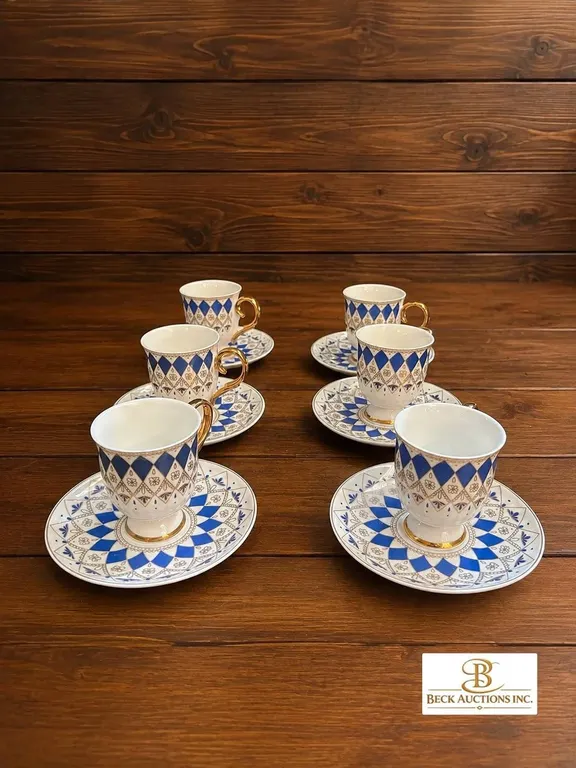 Kosova Porcelain Demitasse Cup and Saucer Set, 6 Pieces