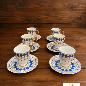 Kosova Porcelain Demitasse Cup and Saucer Set, 6 Pieces
