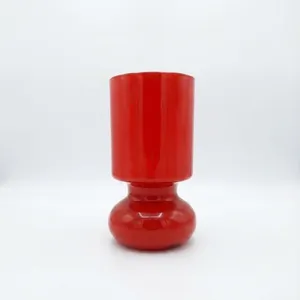 Red Modern Cylindrical Glass Vase