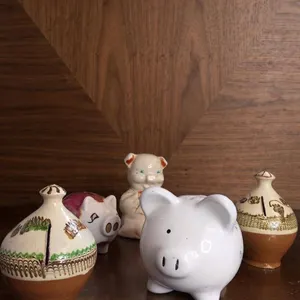 Vintage Ceramic Piggy Banks and Folk Art Money Jars Lot