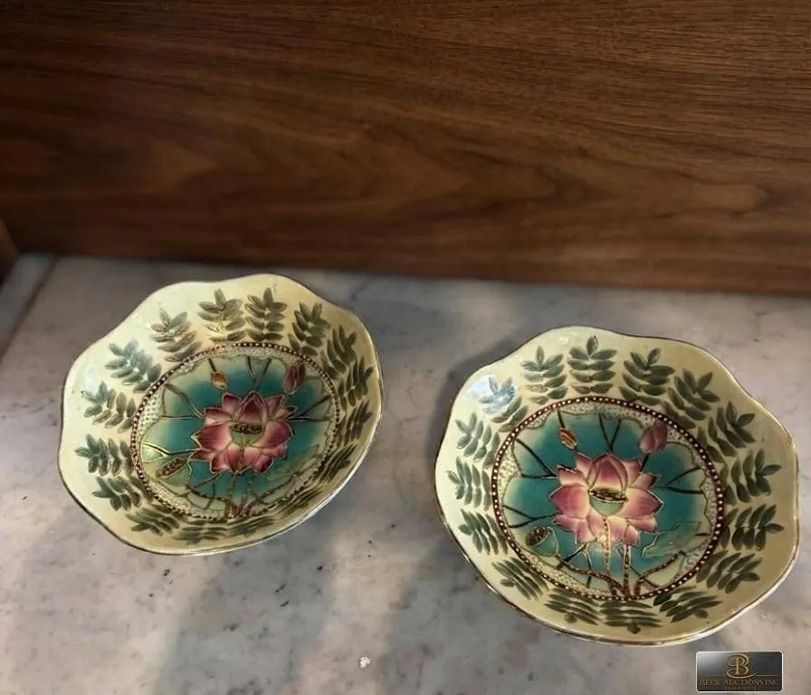 Hand Painted Floral Ceramic Pedestal Bowls