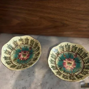 Hand Painted Floral Ceramic Pedestal Bowls