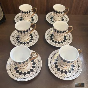 Kosova Porcelain Espresso Cup and Saucer Set, 6 Pieces