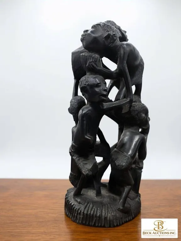 Carved African Tribe Family Wooden Sculpture