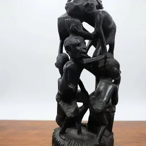Carved African Tribe Family Wooden Sculpture