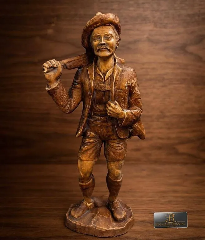 Carved Wood Figure of Man With Rifle