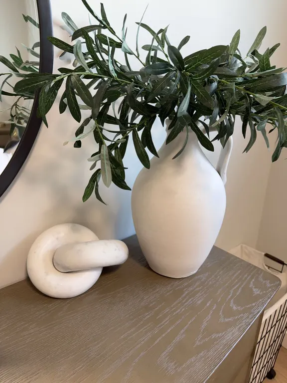 White Ceramic Jug Vase and Marble Knot Decor