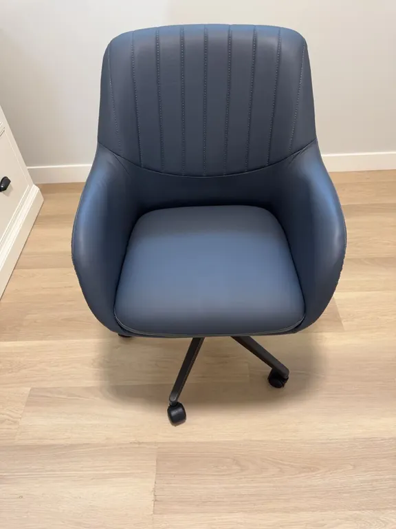 Modern Grey Faux Leather Swivel Office Chair with Casters