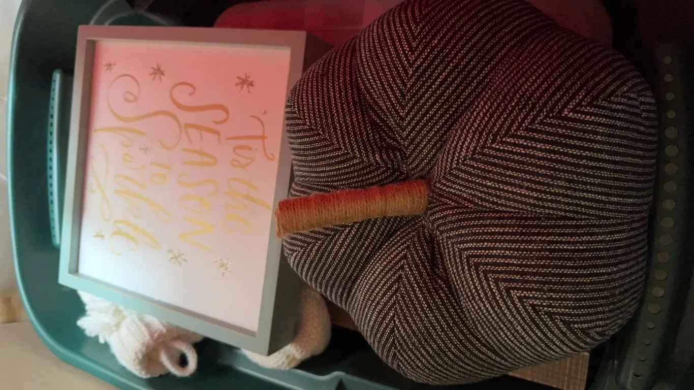 Decorative Herringbone Fabric Pumpkin and Sparkle Sign