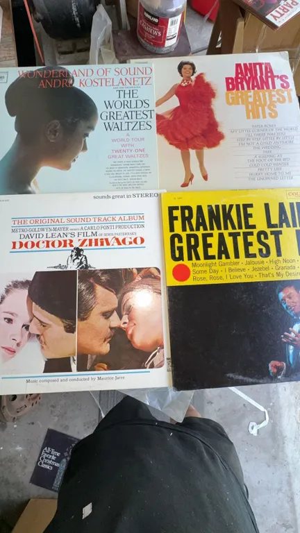 4 Vinyl Records: Waltzes, Anita Bryant, Dr. Zhivago, Frankie Laine