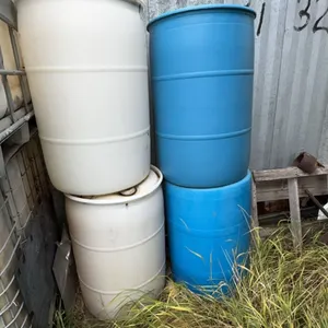 Four 55-Gallon Plastic Drums