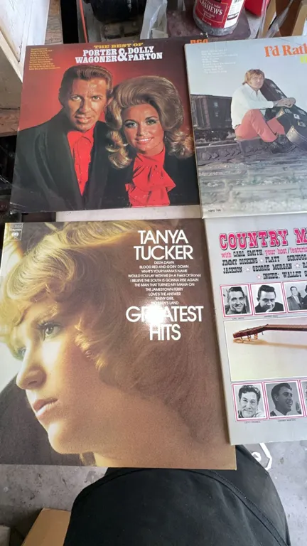 4 Country Music Vinyl Records: Wagoner & Parton, Harry Stewart, Tanya Tucker, Country Music