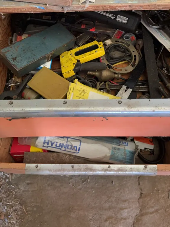 Orange Metal Tool Cabinet with Assorted Tools