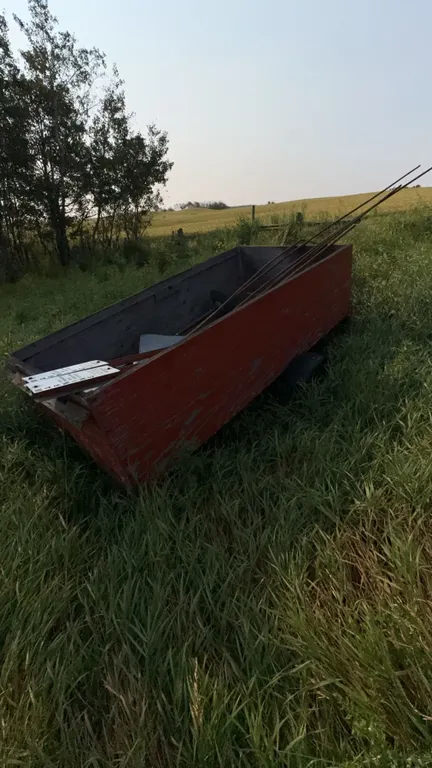 Homemade Wooden Utility Trailer With Steel Frame and Spare Tire