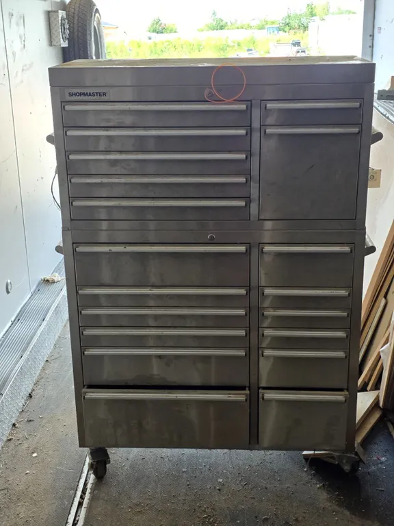 Shopmaster tools chest with contents- 41" by 18" by 52"H