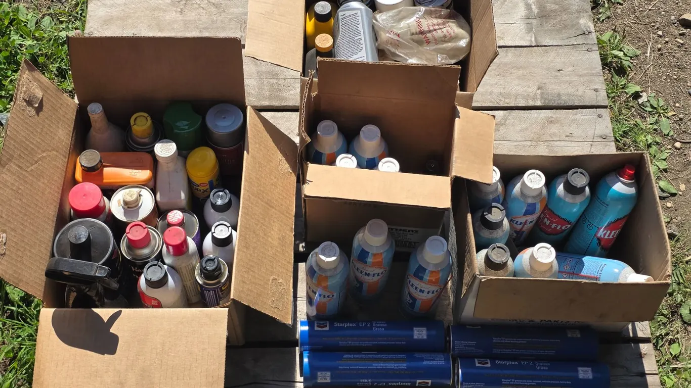Lot of Shop Supplies – Brake Cleaner, Oil, Grease Tubes, etc.