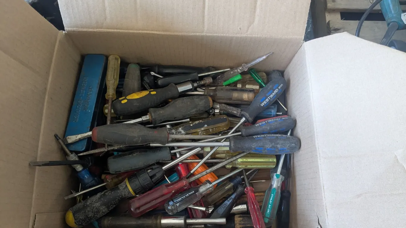 Box of assorted screwdrivers