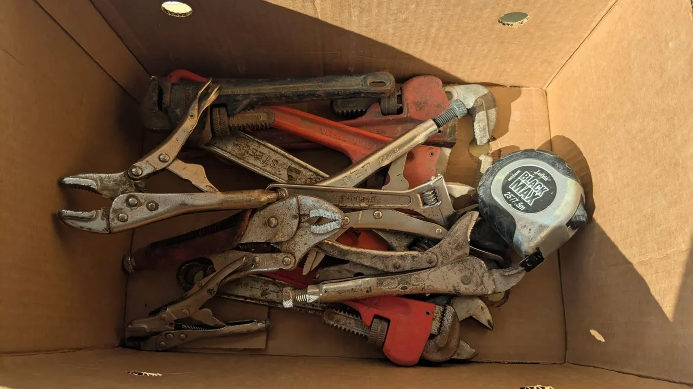 Tools- Pipe wrenches, crescent wrenches, etc.