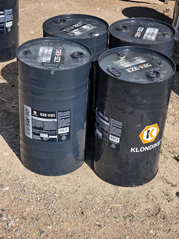 4- 52L steel oil drums- empty