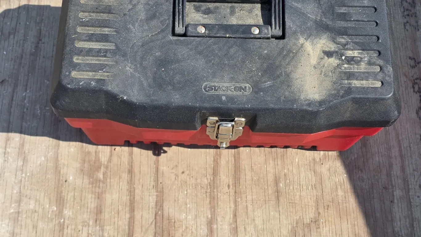 Stack on tool box with contents