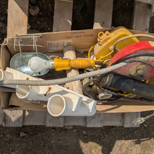 Box of shop and farm supplies