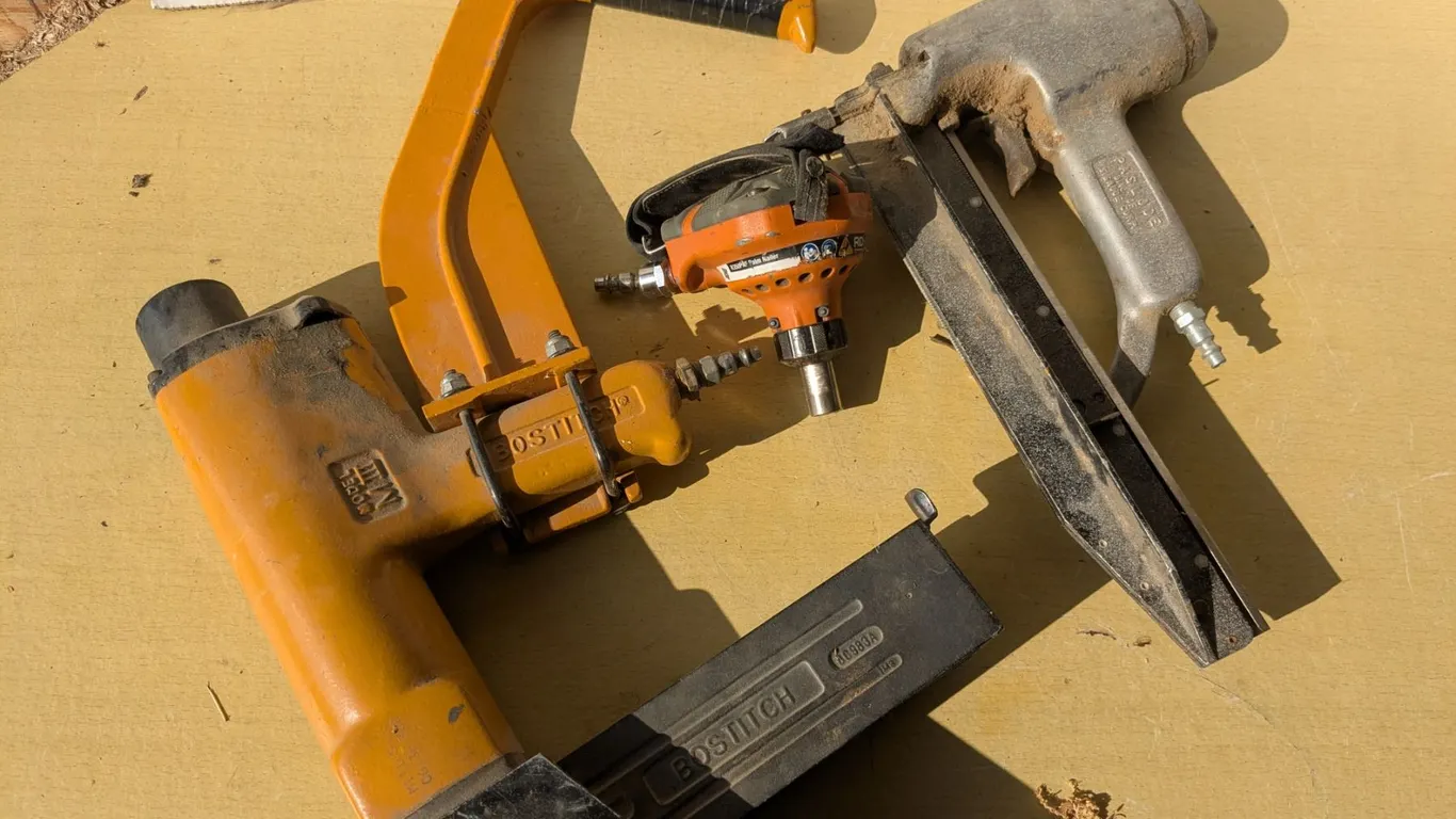 Air tools- palmk nailer, brad nailer, flooring nailer