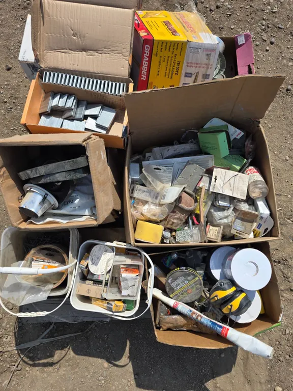 Pallet of hardware, stapples and screws