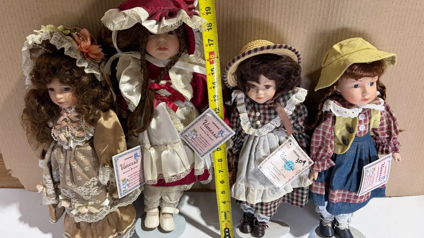 (4) Vanessa Porcelain Dolls w/ Certificate