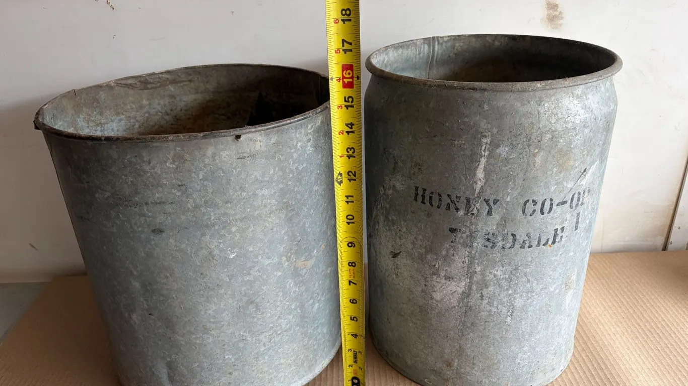 Vintage Galvanized Honey & Dairy Pails